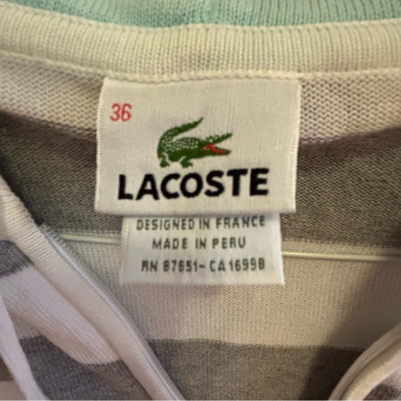 Lacoste Striped Zip Up Cotton Sweater Hoodie - Picture 7 of 8